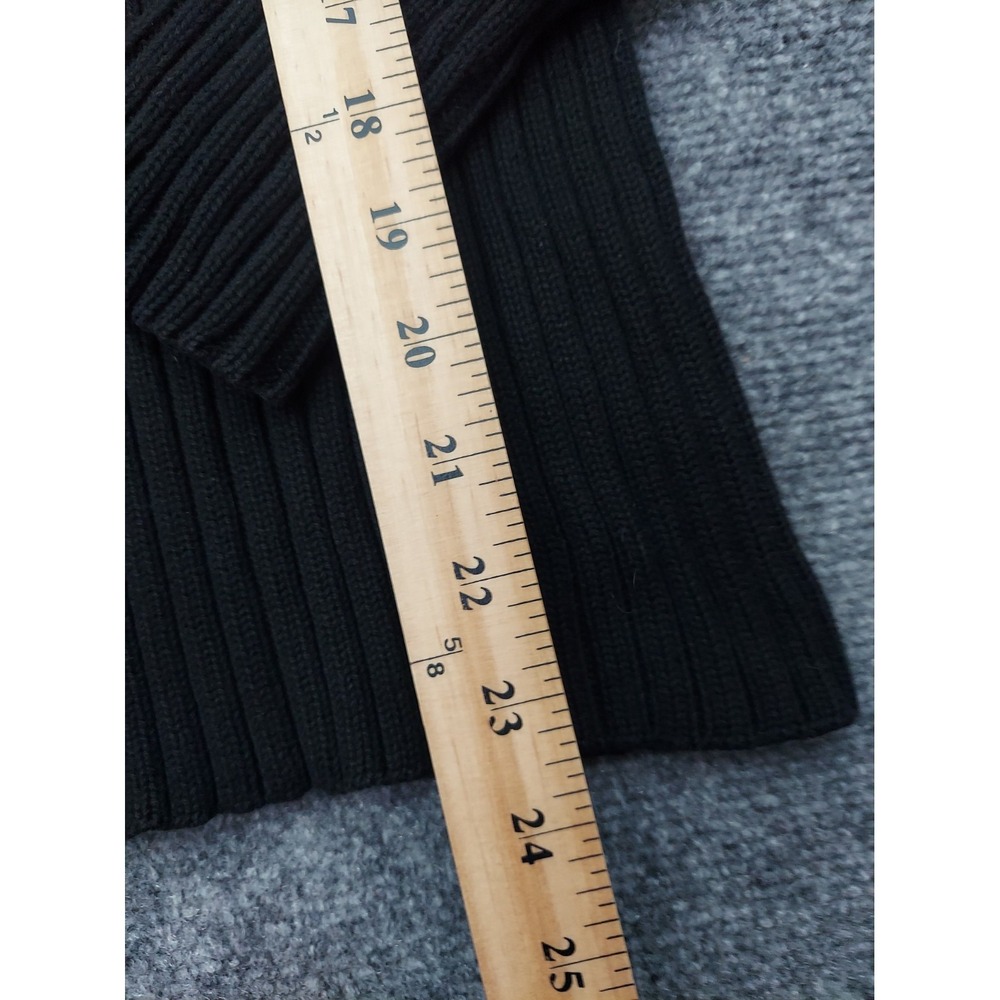 Vtg LRL RALPH LAUREN Sweater Womens Small Black Ribbed Y2K Boat Neck Stretch - Picture 6 of 10